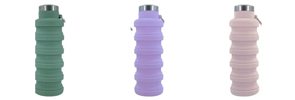 Three collapsible water bottles