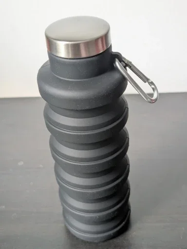 Collapsible bottle standing at full height, buyer photo